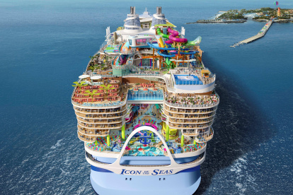 Fotografía cedida por Royal Caribbean donde se muestra una imagen conceptual del crucero Icon of the Seas que operará desde Miami (Florida) a partir de enero de 2024.