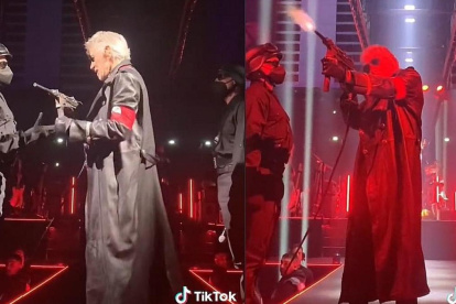 El artista ha causado polémica por aparecer con un traje de un agente de la SS, la organización nazi que servía a Hitler.