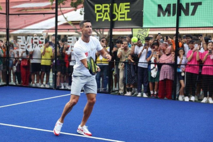 Cristiano Ronaldo en la inauguración del proyecto en Oeiras, Portugal.