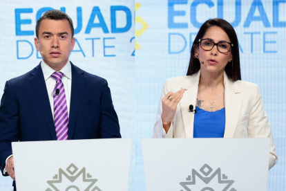 Daniel Noboa y Luisa González en el debate de segunda vuelta por las Elecciones Presidenciales 2023