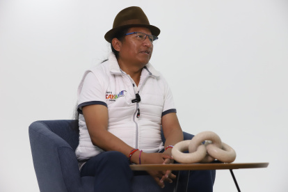 Guillermo Churuchumbi tiene el respaldo del presidente de la Conaie, Leonidas Iza.