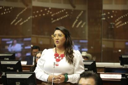 La asambleísta del correísmo, Gissela Garzón, presentó la solicitud de juicio político contra la fiscal Salazar.