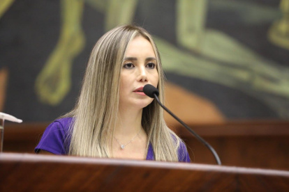 Maribel Barreno, exvocal del Consejo de la Judicatura, durante su replica en el juicio político contra Terán.