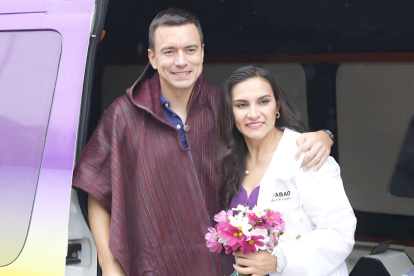 El presidente de la República, Daniel Noboa; junto a la vicepresidenta Verónica Abad.