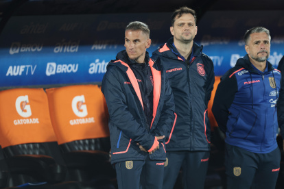 El entrenador de Ecuador Sebastián Beccacece en el estadio Centenario de Montevideo.