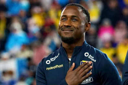 John Yeboah en uno de los partidos de la selección ecuatoriana