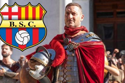 Francesco Totti cuando se vistió de Gladiador para promocionar la película.