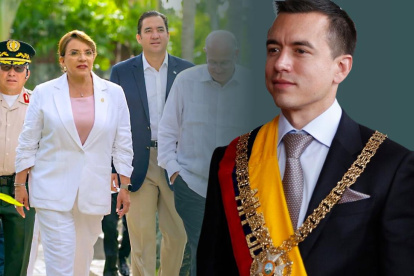 La presidenta de Honduras, Xiomara Castro, y el mandatario ecuatoriano, Daniel Noboa.