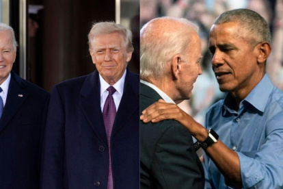 Joe Biden junto a Donald Trump y Barack Obama.