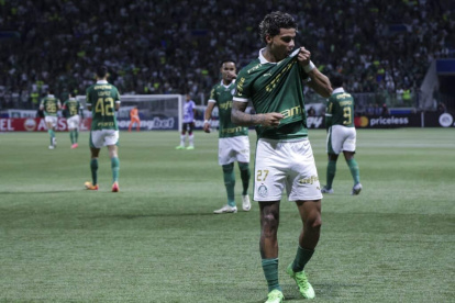 Richard Rios, jugador de Palmeiras, en la celebración de gol.