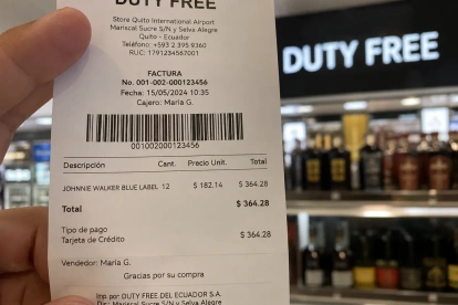Una foto creada por la IA sobre el registro que queda sobre la compra en duty free, que Aduana de Ecuador investigó.