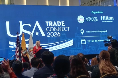 Nery Merejildo, presidenta del directorio de AmCham Guayaquil en el foro USA Trade Connect 2026.