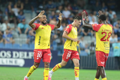 Aryton Preciado de Aucas y su gol ante Emelec en el Capwell.