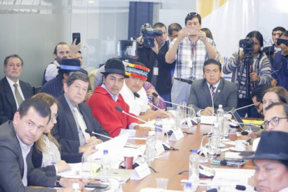 Comparecencia. Los dirigentes indígenas acudieron el martes ante la comisión que investiga el paro nacional.