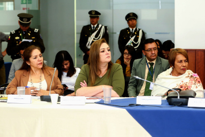 Las asambleístas Amapola Naranjo (i) y Lourdes Cuesta han estado presentes en las comparecencias.