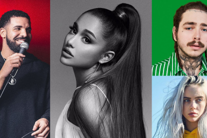 Drake, Ariana Grande, Post Malone y Billie Eilish son los más admirados en todo el mundo.