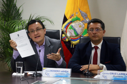 Convocatoria. Sin la presencia de todos los integrantes del Consejo de Participación, Christian Cruz y David Rosero dieron ayer una rueda de prensa.