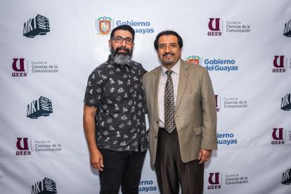 Rodrigo Gorosterrazú, director de innovación en Wunderman Thompson Agencia publicitaria y Javier Castillo, decano de la Facultad Comunicación de la UEES, quienes participaron en las conferencias "Marketing Tour 2019".