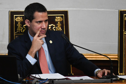 El líder opositor y autoproclamado presidente, Juan Guaidó, durante la sesión del 17 de diciembre