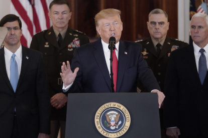 El presidente de los Estados Unidos, Donald Trump, durante su mensaje a la Nación desde la Casa Blanca.