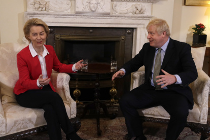 Reunión en Londres entre el primer ministro británico, Boris Johnson y la presidenta de la Comisión Europea, Ursula von der Leyen, el pasado 8 de enero.