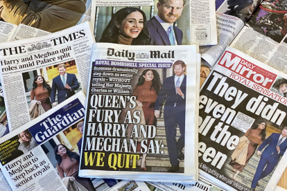 La prensa británica ofreció las primeras planas para comentar la noticia.

 BRITAIN-ROYALS-HARRY-MEGHAN