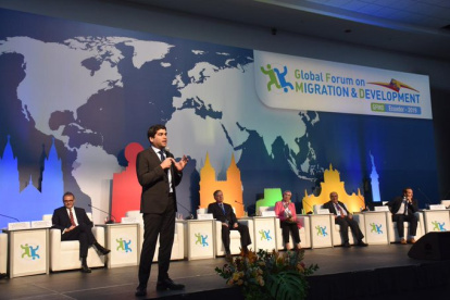 El vicepresidente Otto Sonennholzner dio la bienvenida a los participantes de las cumbre del Foro Global sobre Migración y Desarrollo.