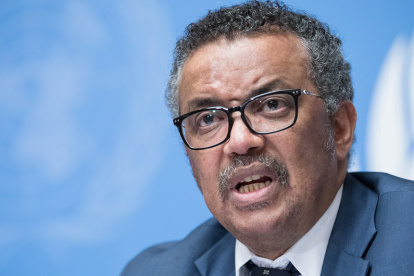 El director de la Organización Mundial de la Salud, Tedros Adhanom Ghebreyesus, en rueda de prensa en Ginebra.