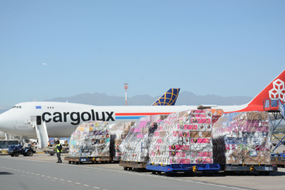 Un avión de la aerolínea  Cargolux cargó flores ayer para dirigirse a Europa-  

 Quito 05 de Febrero de 2020 Agencia(ag-extra ag-expreso-ag-quito)