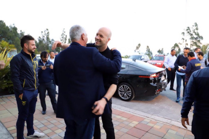 El técnico de la Tricolor, Jordi Cruyff, a su arribo a la Casa de la Selección.