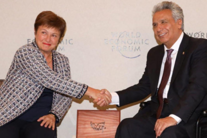 Kristalina Georgieva, directora del FMI, se reunió con el presidente Lenín Moreno, el el Foro Económico Mundial de Davos.