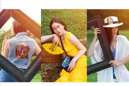 Los cuadros son pintados a mano en el vestuario y accesorios.