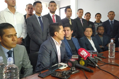 Luis Muentes, presidente de los árbitros, en la rueda de prensa de hoy.