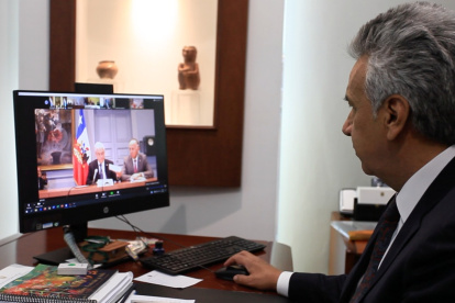 Lenín Moreno dirigió la segunda rueda de prensa virtual por la emergencia sanitaria del coronavirus.