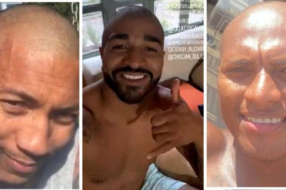 Antonio Valencia (i) se ‘rapó’ la cabeza y luego aparecieron otros compañeros de su actual club, Liga de Quito.