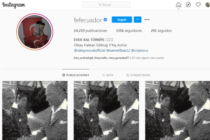 Así apareció la portada de Instagram de la cuenta de la Federación Ecuatoriana de Fútbol.