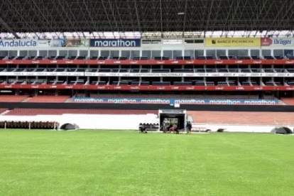 Imagen de la cancha cómo se encuentra en este momento.