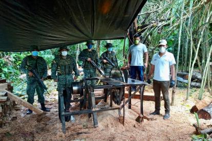 Miembros de Fuerzas Armadas localizaron un aserradero clandestino en la reserva Cuyabeno