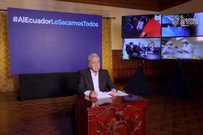 Anuncio. Lenín Moreno habla en la soledad de su cuarto de guerra.