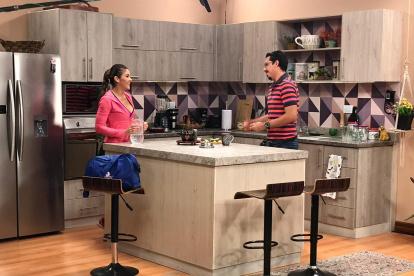 Durante las grabaciones de la comedia "Antuca me enamora".