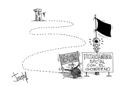 Semáforo en rojo en políticas económicas.