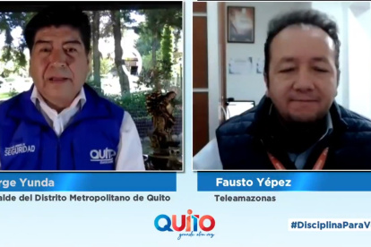 Alcalde. Jorge Yunda y Fausto Yépez, el periodista de Teleamazonas que denunció el sobreprecio.