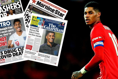 Marcus Rashford fue portada de los principales diarios ingleses. El motivo no fue un gol, un buen partido o una gran jugada.
