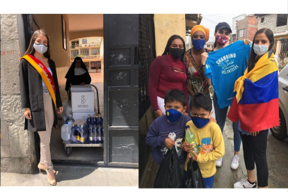 Nikole Salinas durante la entrega de donaciones.