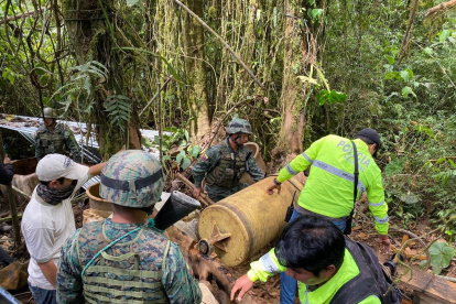 Militares destruyeron en Imbabura un campamento en el que se había instalado una procesadora de material aurífero.