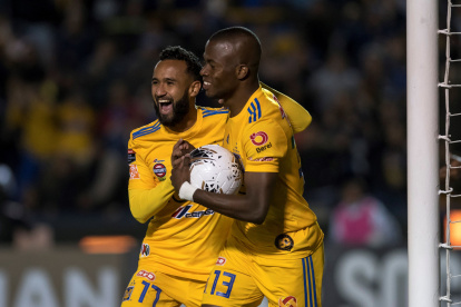 Enner Valencia festeja uno de los 34 goles que anotó con la camiseta del Tigres en las últimas tres campañas