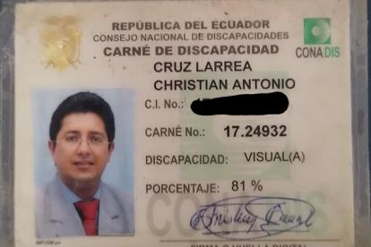 La foto del carné del presidente del Consejo de Participación Ciudadana fue difundida por el Departamento de Prensa del ente.