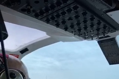 Uno de los sobrevuelos de la virgen organizado por la iglesia Católica durante la emergencia sanitaria por el coronavirus, en Guayaquil, Samborondón y Durán.