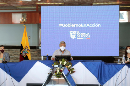 El presidente Moreno durante su último gabinete realizado en Santa Elena.