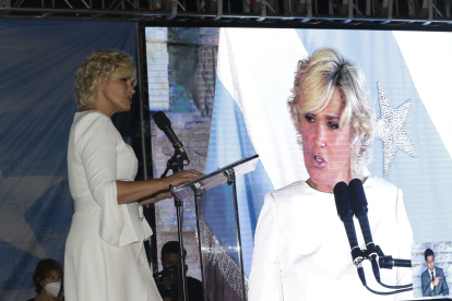 La alcaldesa Cynthia Viteri, durante su discurso, el sábado pasado.